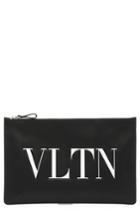 Valentino Garavani Logo Graphic Flat Leather Pouch - Black