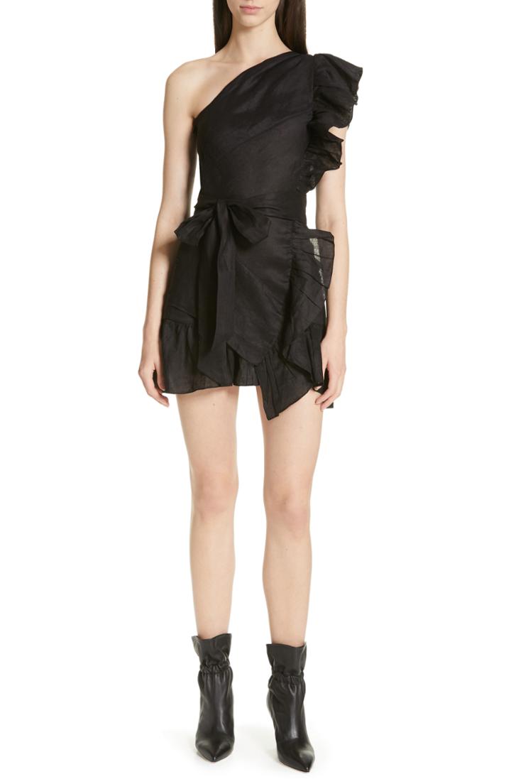 Women's Isabel Marant Etoile Teller Ruffle One-shoulder Dress Us / 36 Fr - Black