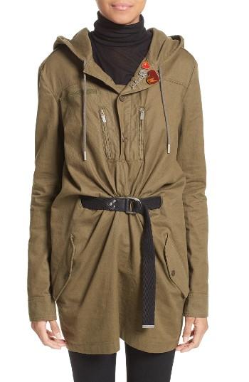 Women's Saint Laurent Patch Embellished Cotton Blend Gabardine Dress Us / 38 Fr - Beige