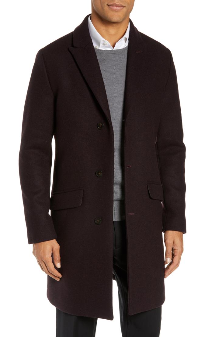 Men's Bonobos Slim Fit Wool Blend Topcoat R - Purple