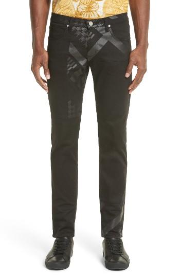 Men's Versace Collection Slim Fit Print Jeans - Black