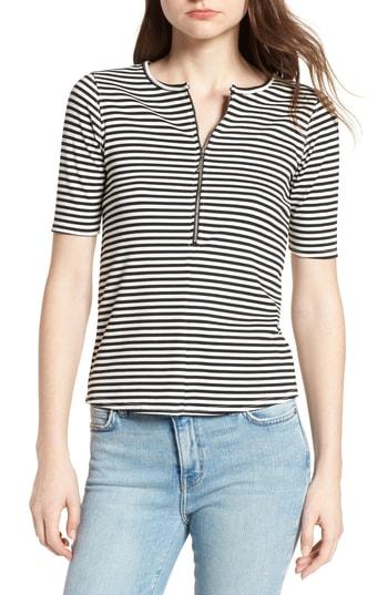Women's Current/elliott The Leighton Stripe Tee - Black