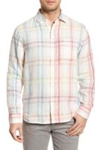 Men's Tommy Bahama Summerland Regular Fit Plaid Linen Sport Shirt - White