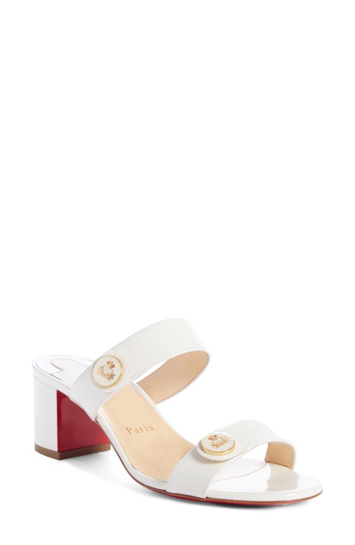 Women's Christian Louboutin La Saviata Emblem Slide Sandal