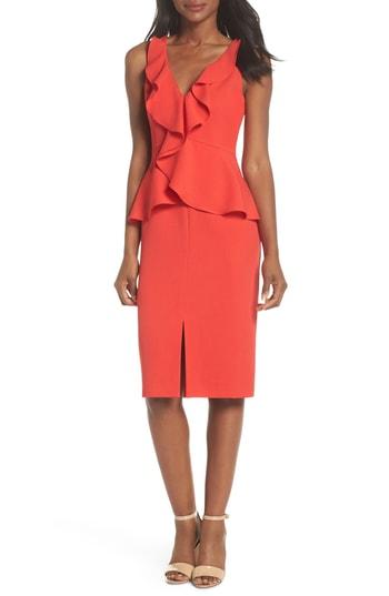 Women's Eliza J Sleeveless Peplum Sheath Dress - Red