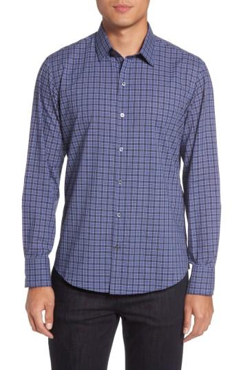 Men's Zachary Prell Barnum Slim Fit Check Sport Shirt - Blue