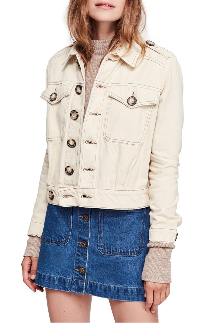 Women's Free People Eisenhower Denim Jacket - Ivory