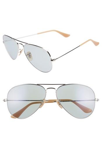 Women's Ray-ban 58mm Polarized Aviator Sunglasses - Silver Blue