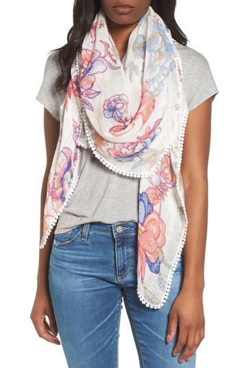 Women's Caslon Print Scarf, Size - White