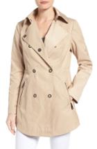 Women's Guess Hooded Double Breasted Anorak - Beige