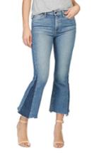 Women's Paige Legacy Colette Pieced High Rise Raw Hem Crop Flare Jeans