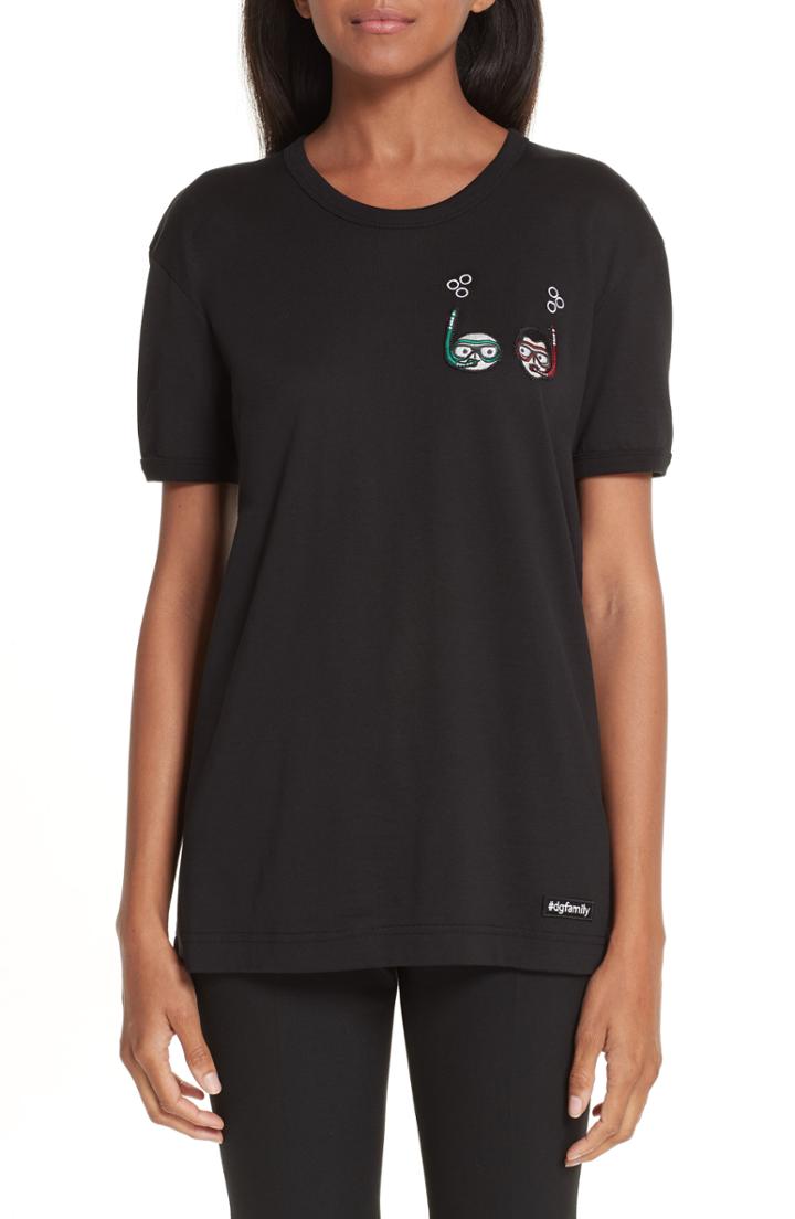 Women's Dolce & Gabbana Scuba Embroidery Tee Us / 46 It - Black