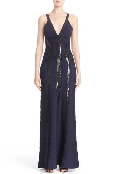 Women's Herve Leger Sequin Embellished Bandage Gown