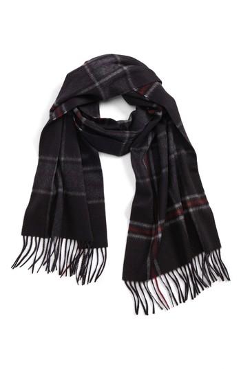 Men's Andrew Stewart Plaid Cashmere Scarf, Size - Black