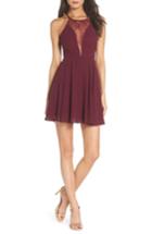 Women's Lulus Halter Neck Skater Minidress - Burgundy