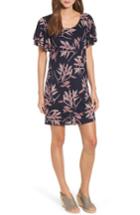 Women's Lucky Brand Printed Ruffle Sleeve Dress - Blue