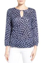 Women's Michael Michael Kors Nyla Croc Print Keyhole Peasant Top