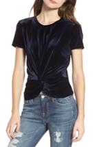 Women's Soprano Twist Front Velvet Tee - Blue