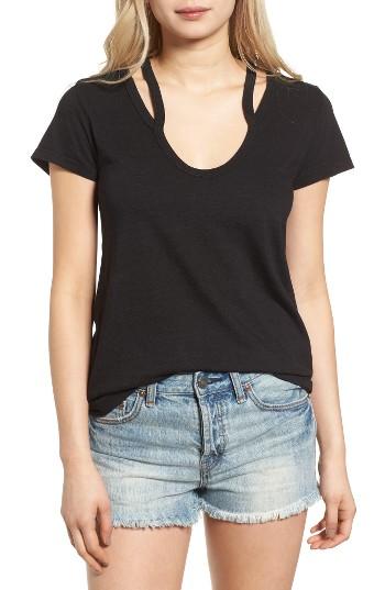 Women's Pam & Gela Split V-neck Tee - Black