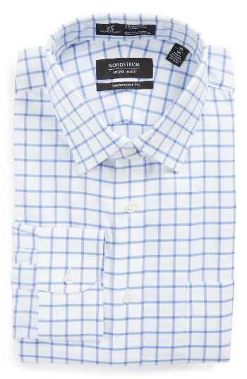 Men's Nordstrom Men's Shop Smartcare(tm) Traditional Fit Check Dress Shirt 37 - Blue