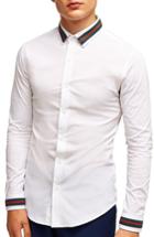 Men's Topman Tape Muscle Fit Shirt, Size - White