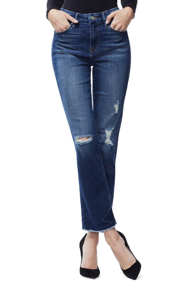 Women's Good American Good Straight Frayed Ankle Jeans