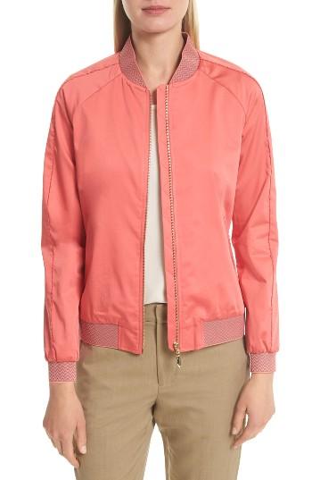 Women's Ted Baker London Calda Zigzag Trim Bomber - Coral