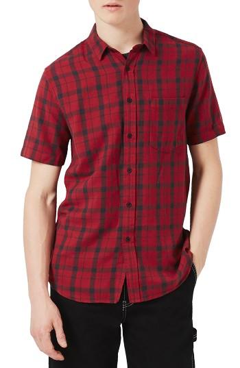 Men's Topman Classic Fit Check Shirt - Red