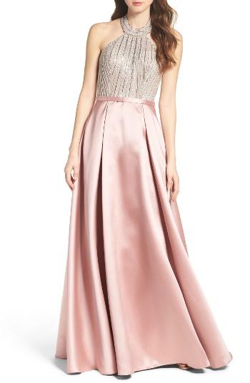 Women's Xscape Beaded Halter Ballgown