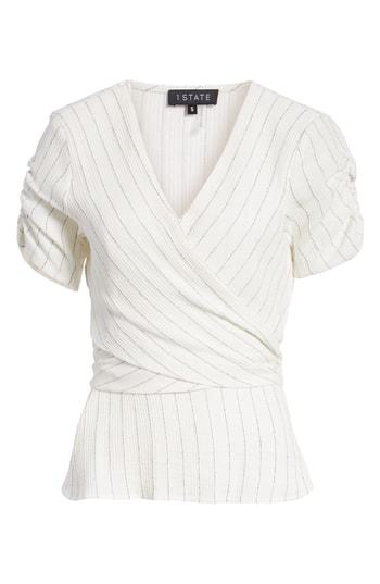 Women's 1.state Ticking Stripe Wrap Top - White