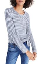 Women's Madewell Soundcheck Stripe Side Tie Tee, Size - Brown