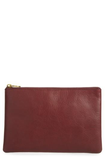 Madewell The Leather Pouch Clutch - Burgundy