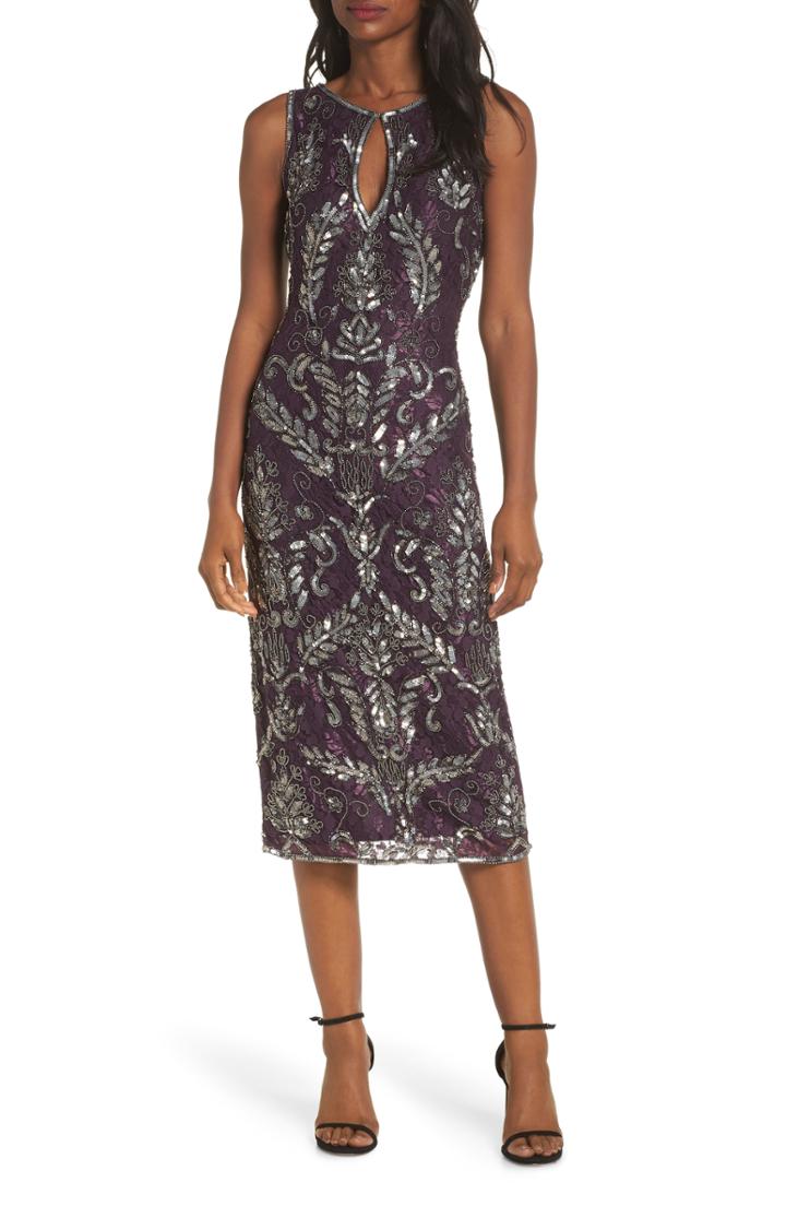 Women's Pisarro Nights Sequin Lace Sheath Dress - Burgundy