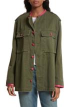 Women's Harvey Faircloth Leather Trim Vintage Army Jacket