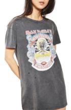 Women's Topshop By And Finally Iron Maiden T-shirt Dress Us (fits Like 0) - Black