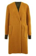 Women's Topshop Boutique Ribbed Cuff Boucle Overcoat - Yellow