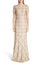 Women's St. John Evening Golden Glad Plaid Gown - Metallic