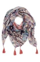 Women's David & Young Tassel Floral Scarf, Size - Pink