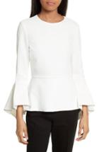 Women's Alice + Olivia Ruby Bell Sleeve Peplum Top - White