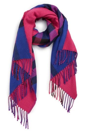 Women's Bp. Plaid Scarf, Size - Pink