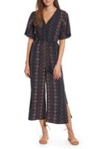 Women's Moon River Flutter Sleeve Split Leg Jumpsuit - Blue