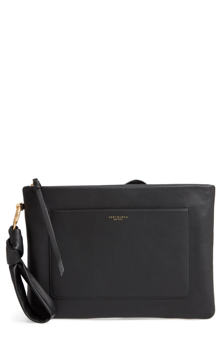 Tory Burch Beau Leather Pouch - Black