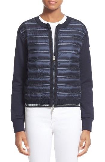 Women's Moncler Quilted Down Front Knit Cardigan