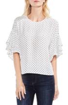 Women's Vince Camuto Poetic Dots Tiered Ruffle Sleeve Blouse, Size - White