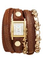 Women's La Mer Collections Leather & Chain Wrap Bracelet Watch, 28mm