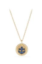 Women's David Yurman Cable Collectibles Anchor Necklace With Light Blue Sapphires In 18k Gold