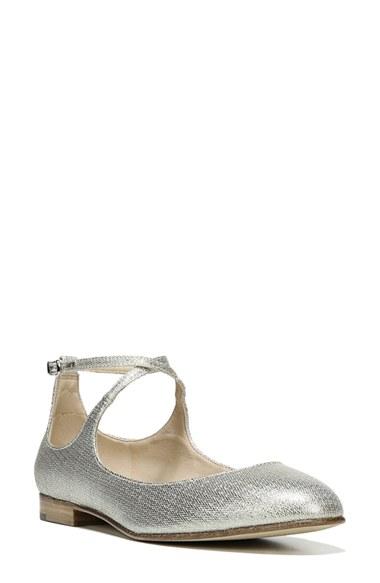 Women's Via Spiga Yovela Ankle Strap Flat M - Metallic