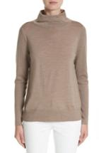 Women's Lafayette 148 New York Merino Wool Modern Turtleneck Sweater - Brown