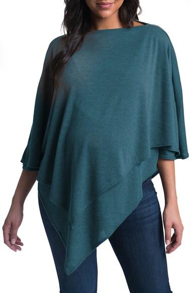 Women's Bun Maternity Cozy Up Maternity/nursing Poncho - Blue/green