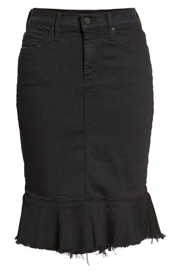 Women's Mother The Cha Cha Fray Ruffle Hem Denim Skirt - Black